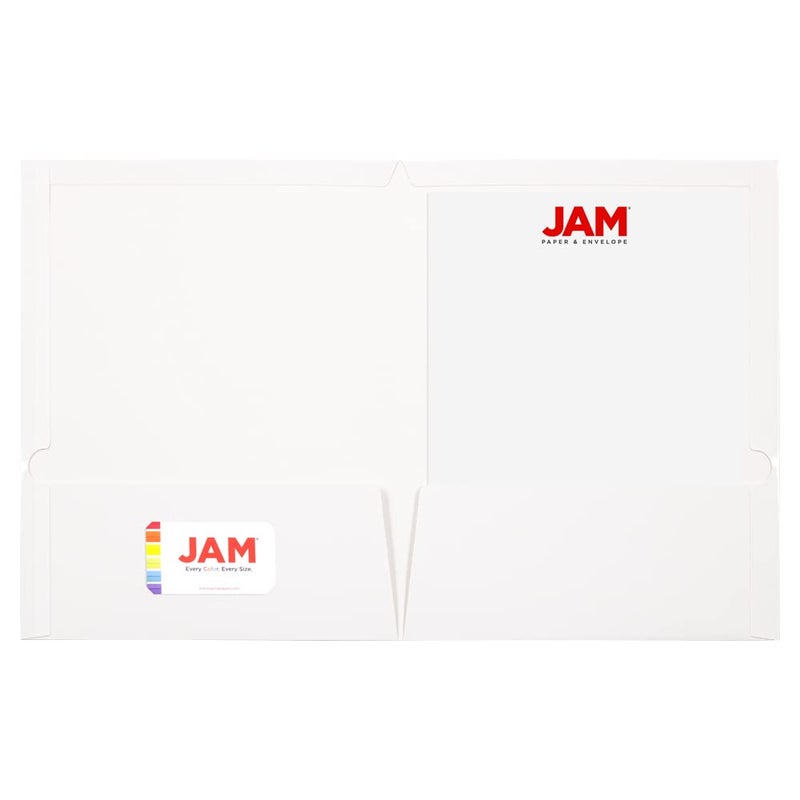 JAM PAPER Laminated Two Pocket Glossy School Folders - Letter Size - High Gloss White - Bulk 25/Pack - Image 2